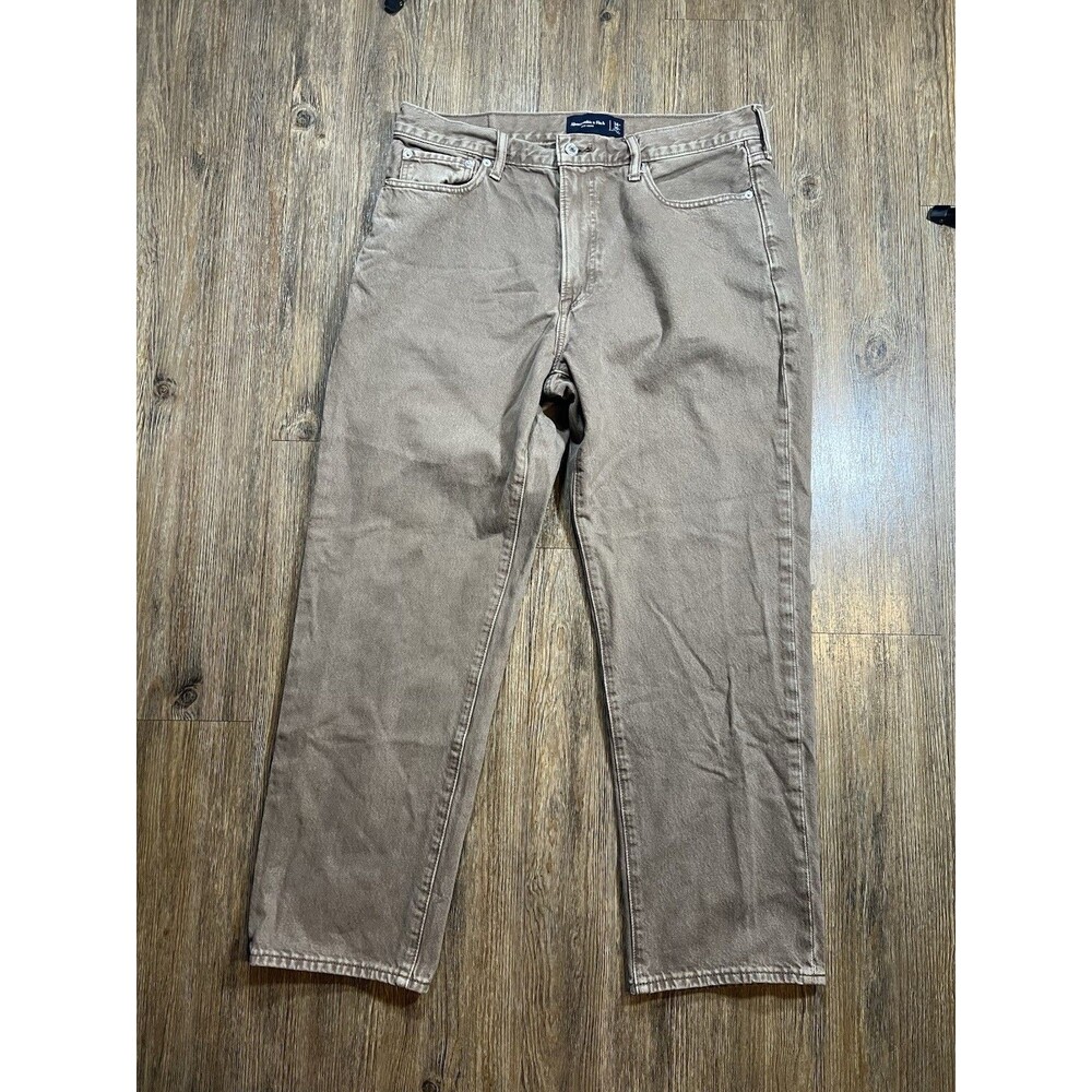 Abercrombie Fitch Jeans Mens 34x30 Brown Vintage Stretch Athletic Loose Denim